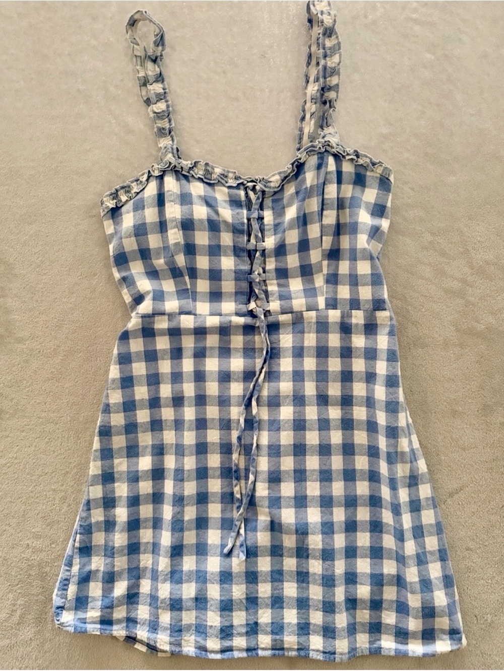 Blue and White Gingham Sleeveless Dress